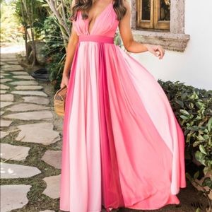 Pink Lily Boutique Maxi Ombré Dress - Pink